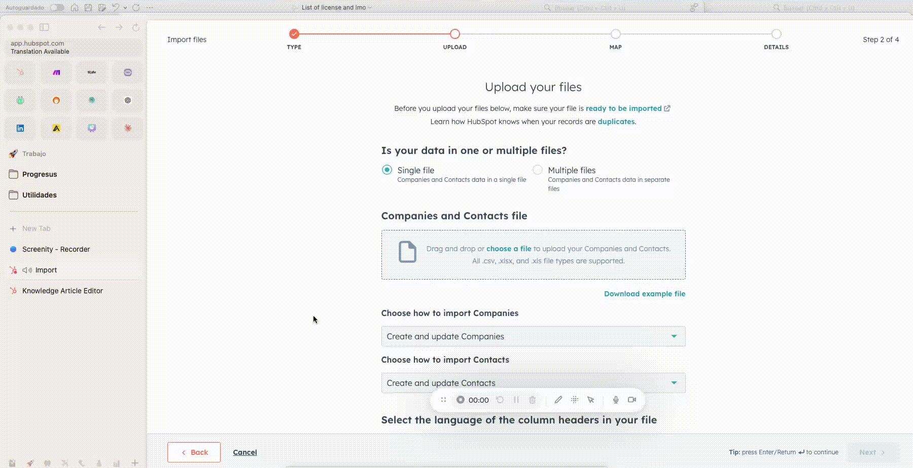 Drag the File into Hubspot Import Tool
