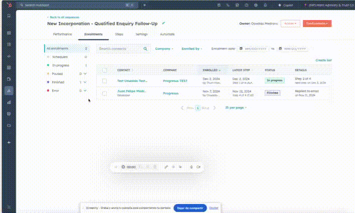 Steps in the Sequence